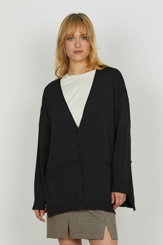 Cardigan MILOS lungo manica lunga con tasche più strass più rotture