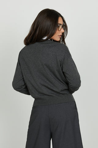 Maglia ANTIPARO manica lunga scollo v con ricamo logo