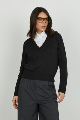 Maglia ANTIPARO manica lunga scollo v con ricamo logo