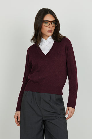 Maglia ANTIPARO manica lunga scollo v con ricamo logo