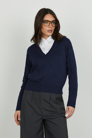 Maglia ANTIPARO manica lunga scollo v con ricamo logo