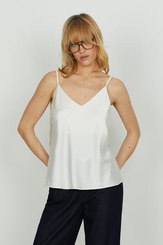 Top EXIGO raso con inserti pizzo