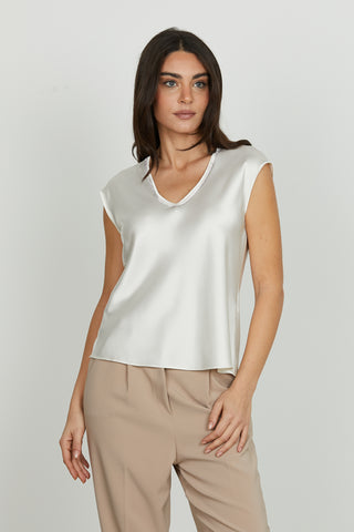 Blusa INQUAM mezza manica aletta scollo v con applicazione strass