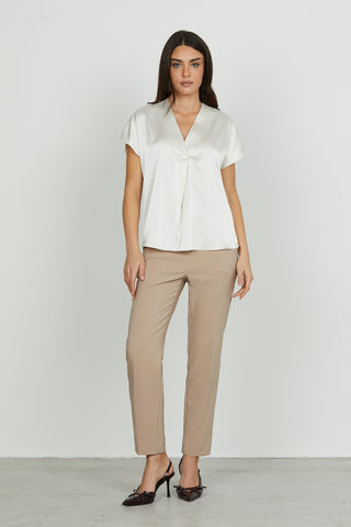 Blusa INIQUII mezza manica aletta scollo v con piega