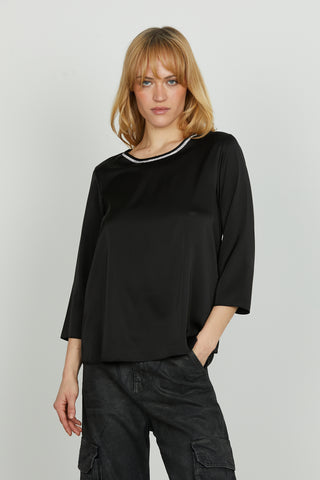 Blusa FUI m.3/4 girocollo con applicazione strass più goccia schiena