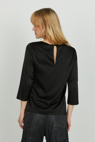 Blusa FUI m.3/4 girocollo con applicazione strass più goccia schiena