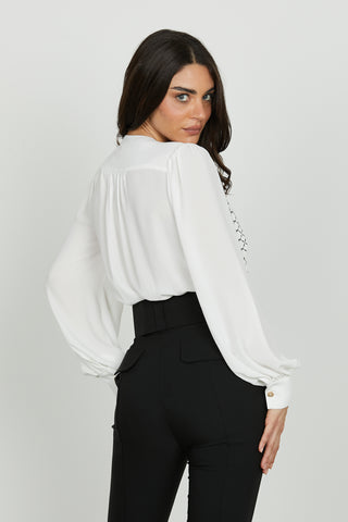 Body BRIDGER manica lunga scollo incrocio con catena foulard