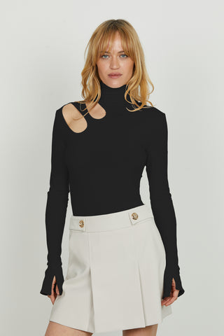 Body OPENER_B manica lunga con spacchetto con collo alto più oblo' spalla