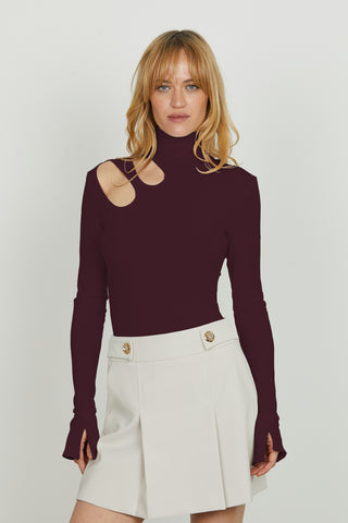 Body OPENER_B manica lunga con spacchetto con collo alto più oblo' spalla