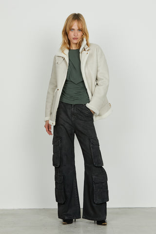 Blusa MERAM manica lunga con pieghe più goccia schiena