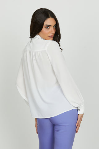 Blusa TUCSONAS manica lunga con colletto più fusciacca con strass