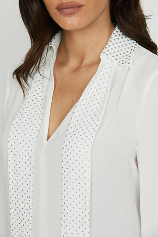 Blusa TUCSONAS manica lunga con colletto più fusciacca con strass