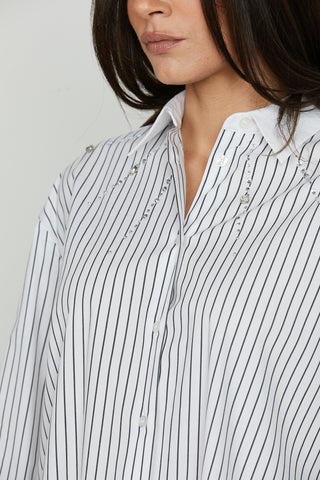 Camicia AFROGI manica lunga con pietre strass righe