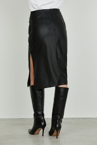 Longuette PARAVI vita alta con pieghe più spacco ecopelle