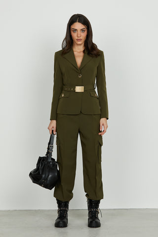 Giacca AMBEL manica lunga con patte più cintura con fibbia logo