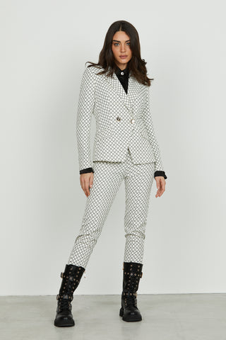 Giacca BELSON manica lunga doppio petto con tasche più patte con stampa logo all over