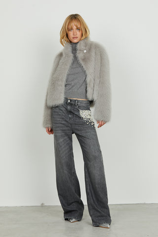 Ecopelliccia JENGY manica lunga con revers più tasche