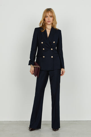 Giacca FUGAM lunga manica lunga doppio petto con patte gessato