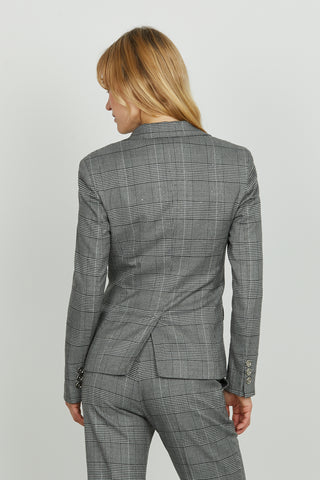 Giacca SKIL_QU manica lunga 1 bottone con tasche oblique micro quadri più paillettes