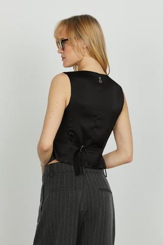 Gilet DANIELI_S 3 bottoni più tasche filetto gessato più borchie