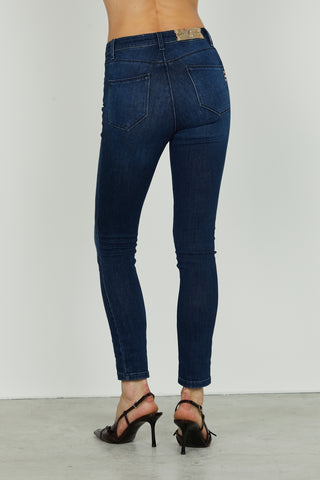 Panta KATE_24 vita alta 5 tasche slim fit denim blue