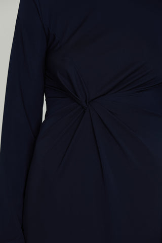 Abito ACTUM lungo manica lunga con nodo vita più spacco fondo