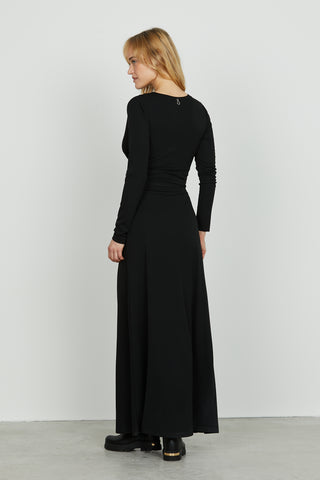 Abito REFERS lungo manica lunga scollo v con gioiello più cintura