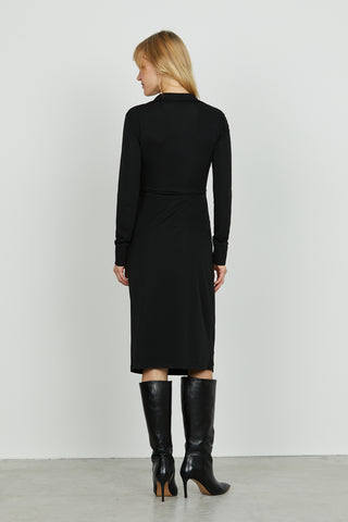 Abito INCIDIT midi manica lunga scollo incrocio con fibbia alamaro