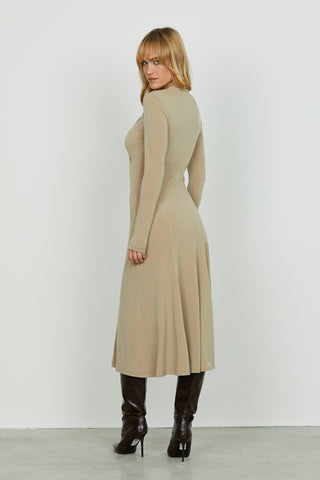 Abito PARVUS midi manica lunga con nodo più goccia seno