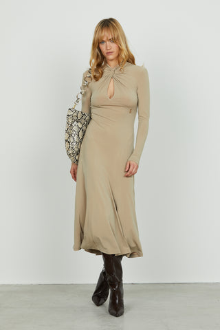 Abito PARVUS midi manica lunga con nodo più goccia seno