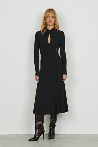 Abito PARVUS midi manica lunga con nodo più goccia seno