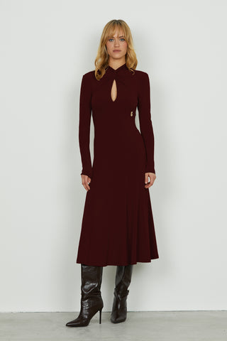 Abito PARVUS midi manica lunga con nodo più goccia seno