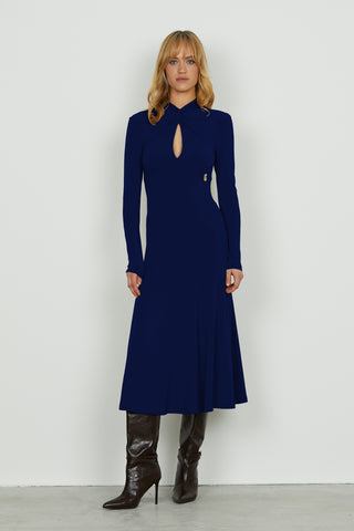 Abito PARVUS midi manica lunga con nodo più goccia seno