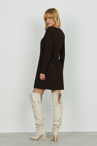 Abito TEMPOR corto manica lunga con specchetto scollo goccia con bottoni più catene