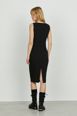 Abito TUBES midi s/m tubino con cinturone più spacco