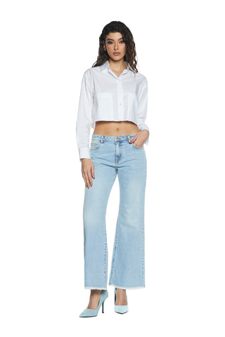 ELLE_22a medium size 5-pocket trousers with jewel appl. plus frang. straight fit d.blue