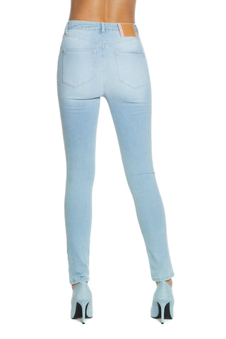 KATE_2 high waisted 4 pocket slim fit denim blue trousers