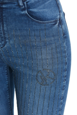 KATE_2a high-waisted 4-pocket trousers with rhinestone application slim fit denim blue