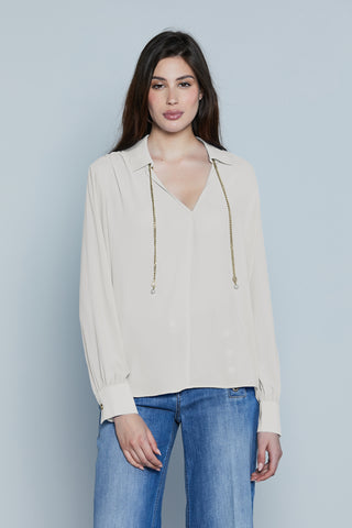 Blusa MARBELLA M/L Scollo V con Catena Logo