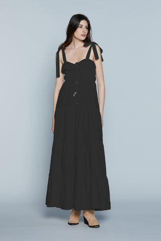 Abito VERDIANA Lungo S/M con Elastico più Bottoni più Balze