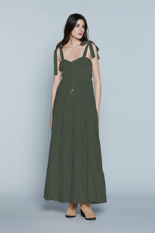 Abito VERDIANA Lungo S/M con Elastico più Bottoni più Balze