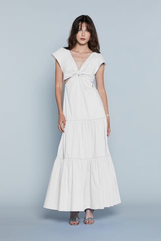 Abito MAHMOOD Lungo M/M Scollo V con Nodo Seno più Apertur Fianchi più Balze