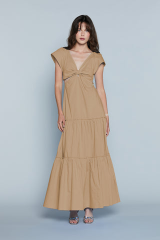 Abito MAHMOOD Lungo M/M Scollo V con Nodo Seno più Apertur Fianchi più Balze