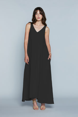 Abito GHALI Lungo S/M Doppio Scollo V Ampio con Tasche