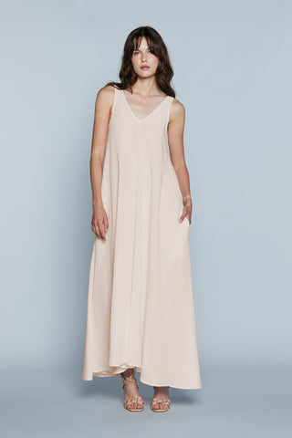 Abito GHALI Lungo S/M Doppio Scollo V Ampio con Tasche