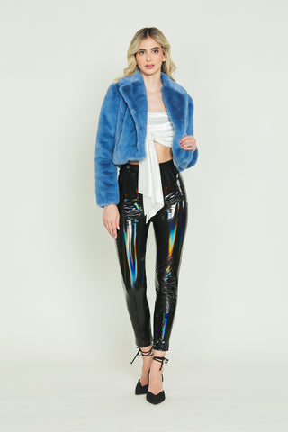 VINIL high-waisted trousers in vinyl fabric