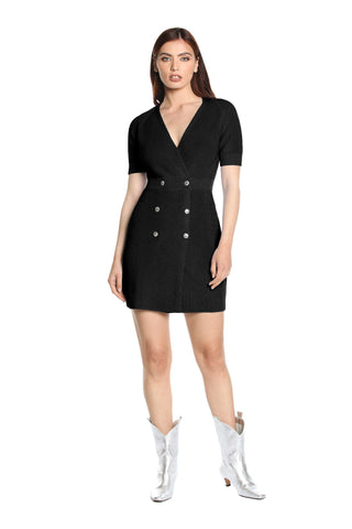 Abito WANPLUS corto in maglia mezza manica sc.incrocio con bottoni snap punto uncinetto