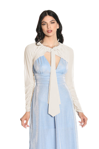 Short MOI shrug with long sleeves and drawstring collar