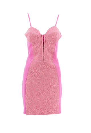 Abito UKDAH tubino con ganci più coppe inserti tulle ricamo