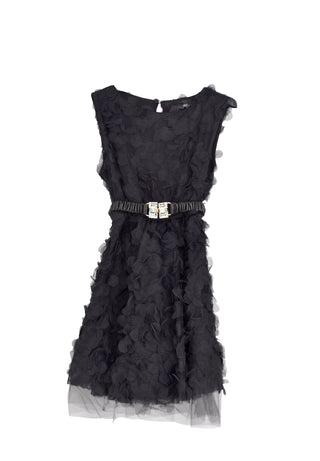 Abito MILTONIA corto senza maniche con cintura tulle petali fiori